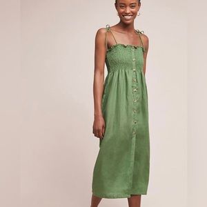 Faithfull the Brand Marissa Linen Moss Green Dress